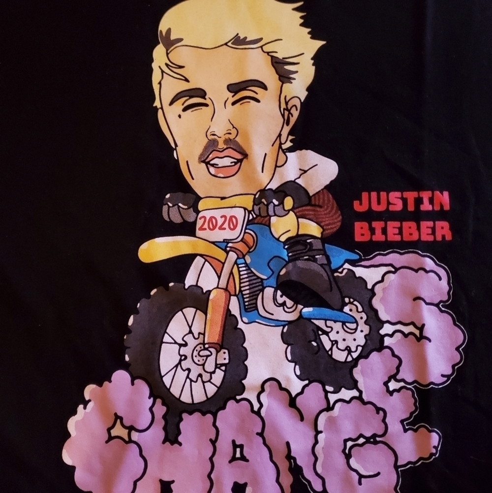 Justin Bieber Y2K Baby Tee BP Medium Black Graphic Crop Top - Picture 6 of 12